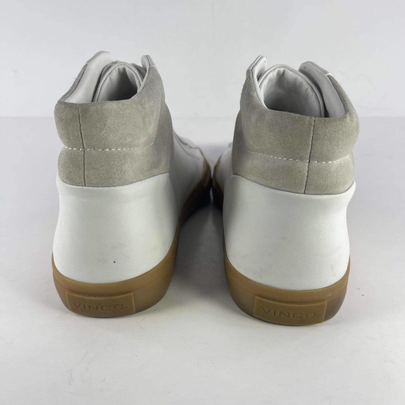 Vince Men's Fynn Leather High Top Sneaker US 11 White Lace-Up Mid Shoes boot - Picture 5 of 11